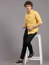 Men's Yellow Slim Fit Solid Full Sleeves Casual Shirts