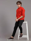 Men's Red Slim Fit Solid Full Sleeves Linen Casual Kurta Shirts