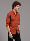 Men's Orange Slim Fit Solid Full Sleeves Casual Shirts