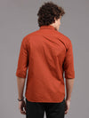 Men's Orange Slim Fit Solid Full Sleeves Casual Shirts