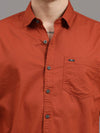 Men's Orange Slim Fit Solid Full Sleeves Casual Shirts