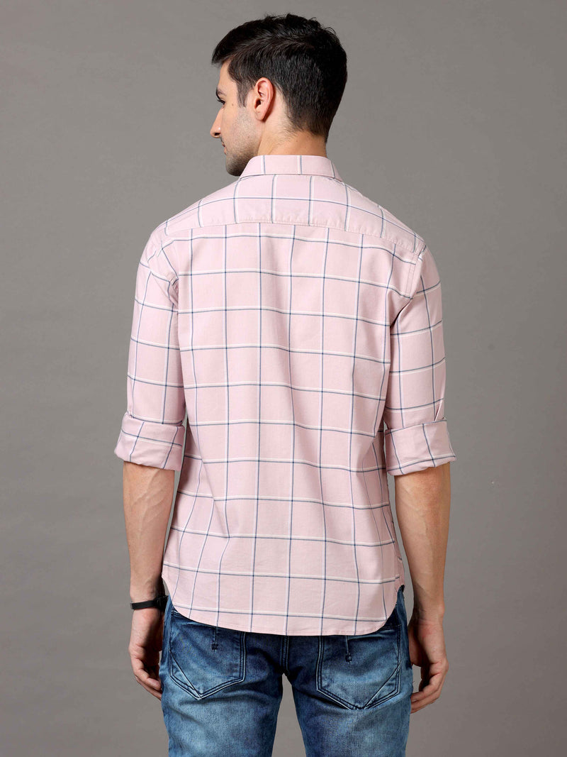 Shop Men's Pink Slim Fit Cotton Casual Checks Shirt Online.