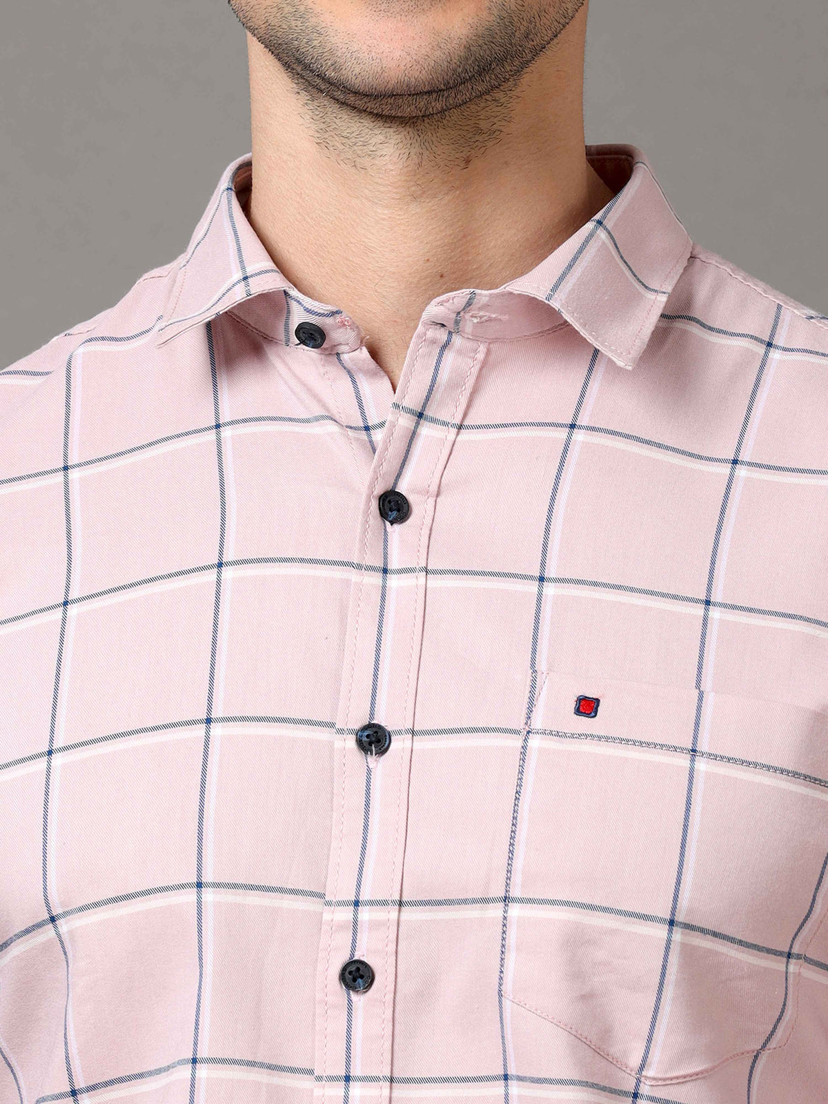 Shop Men's Pink Slim Fit Cotton Casual Checks Shirt Online.