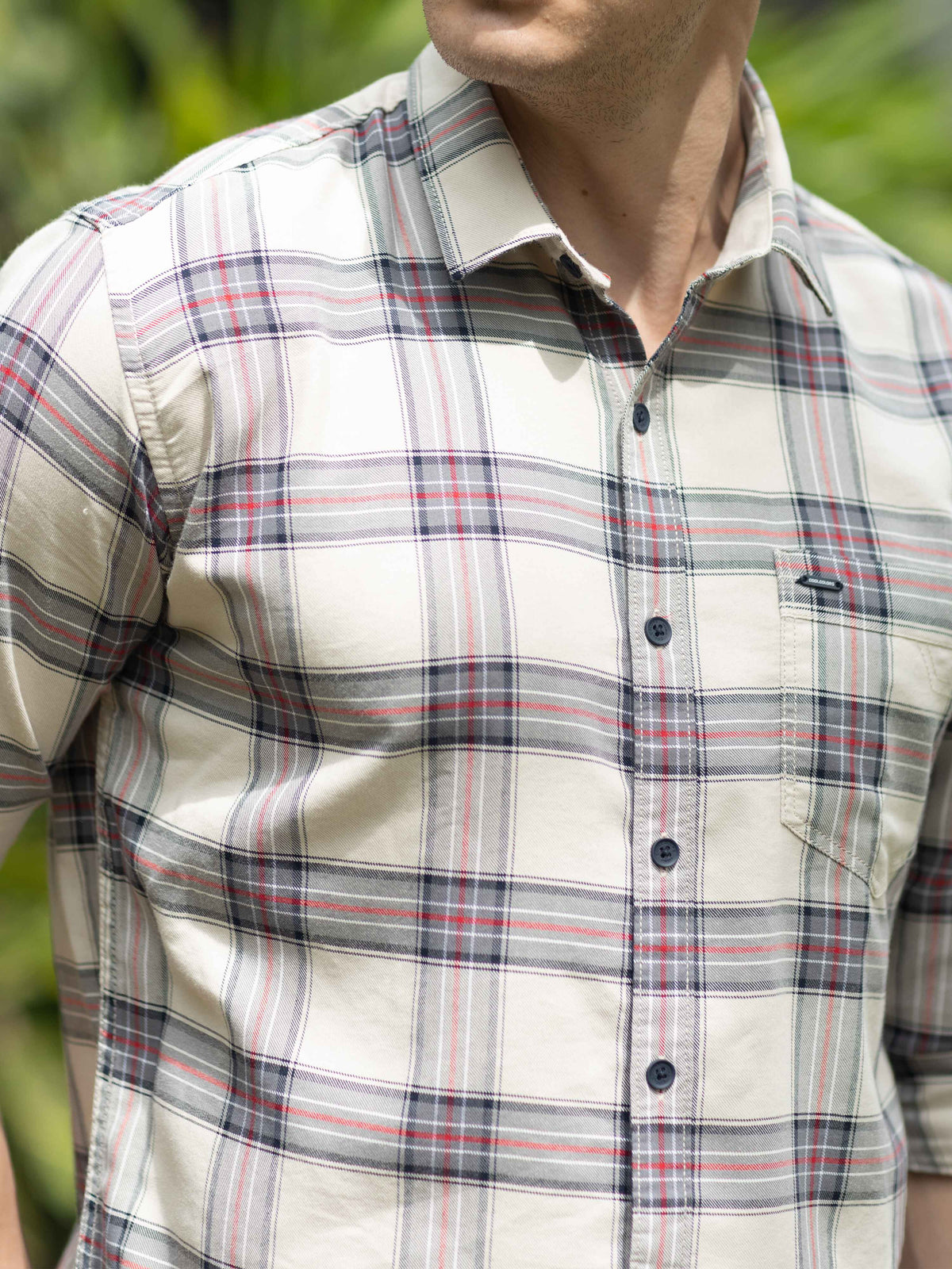 Shop Men's Beige Slim Fit Checks Full Sleeves Casual Shirts Online.