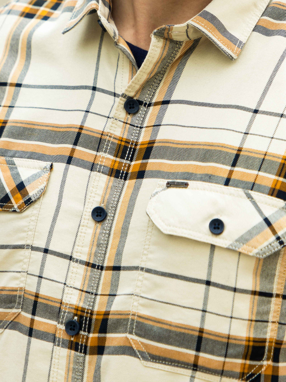 Men's Beige Slim Fit Checks Full Sleeves Casual Shirts With Inside Attached T-shirt