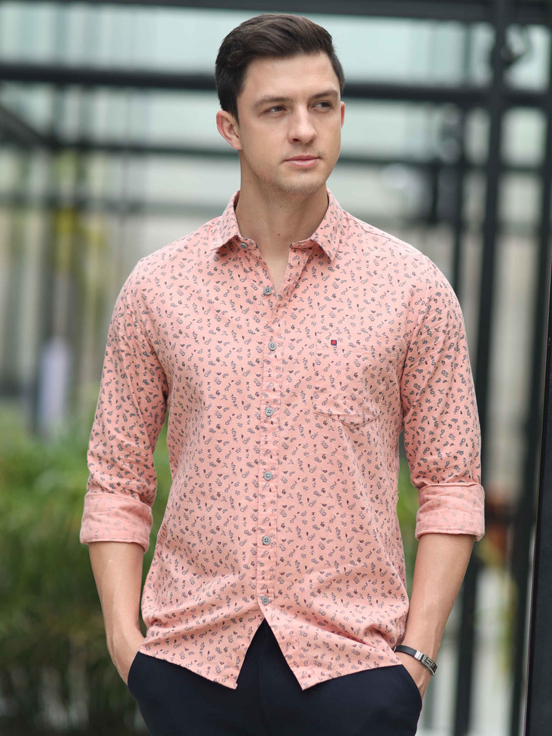 Shop Men's Pink Slim Fit Printed Full Sleeves Casual Shirts Online.