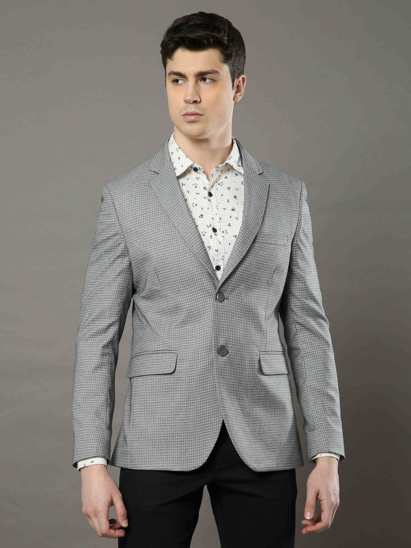 Shop Grey Checks Blazer Online.