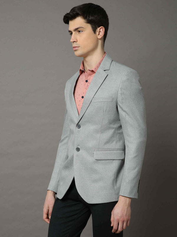 Men's Grey Slim Fit Solid Casual Blazer