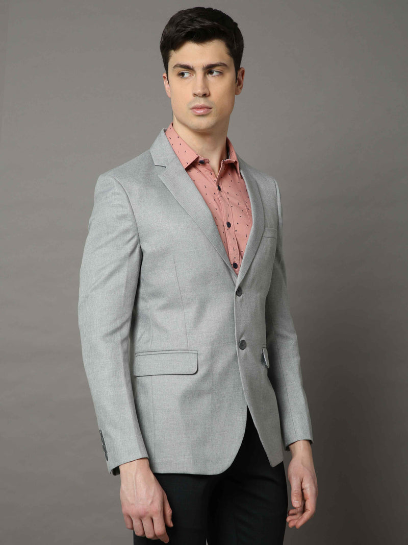 Shop Men's Grey Slim Fit Plain Formal Blazer Online.