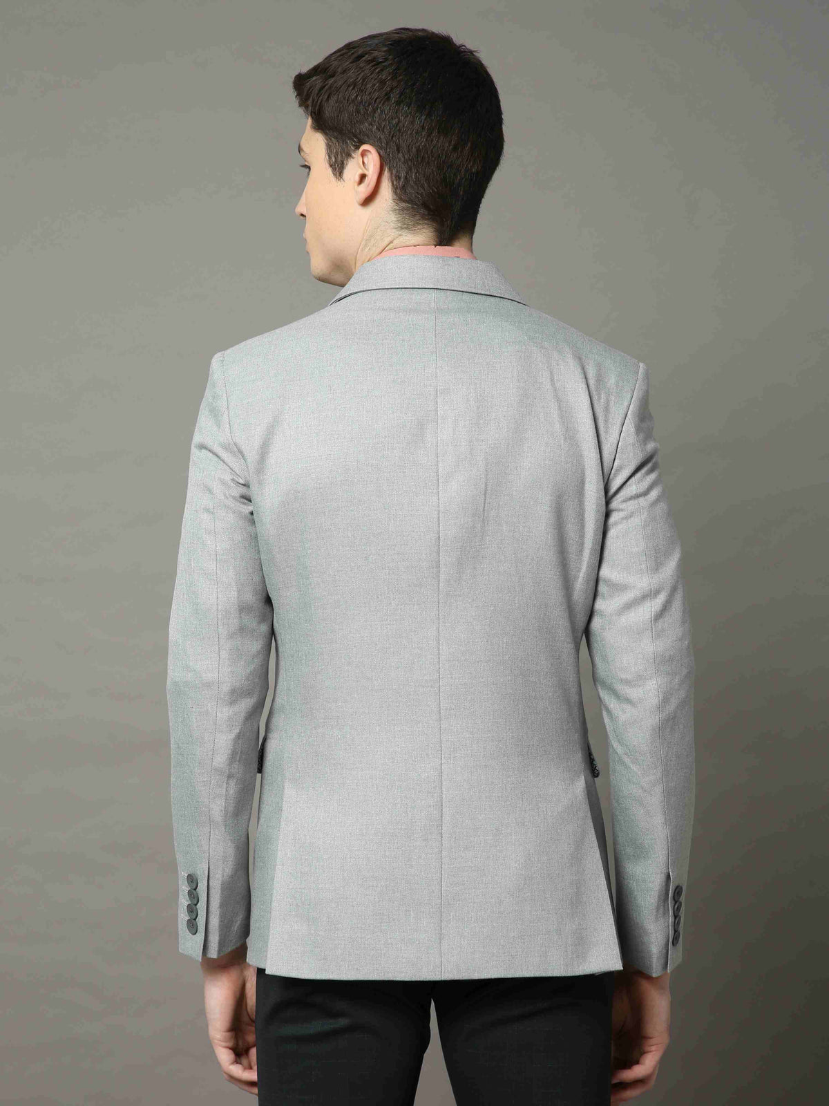 Shop Men's Grey Slim Fit Plain Formal Blazer Online.