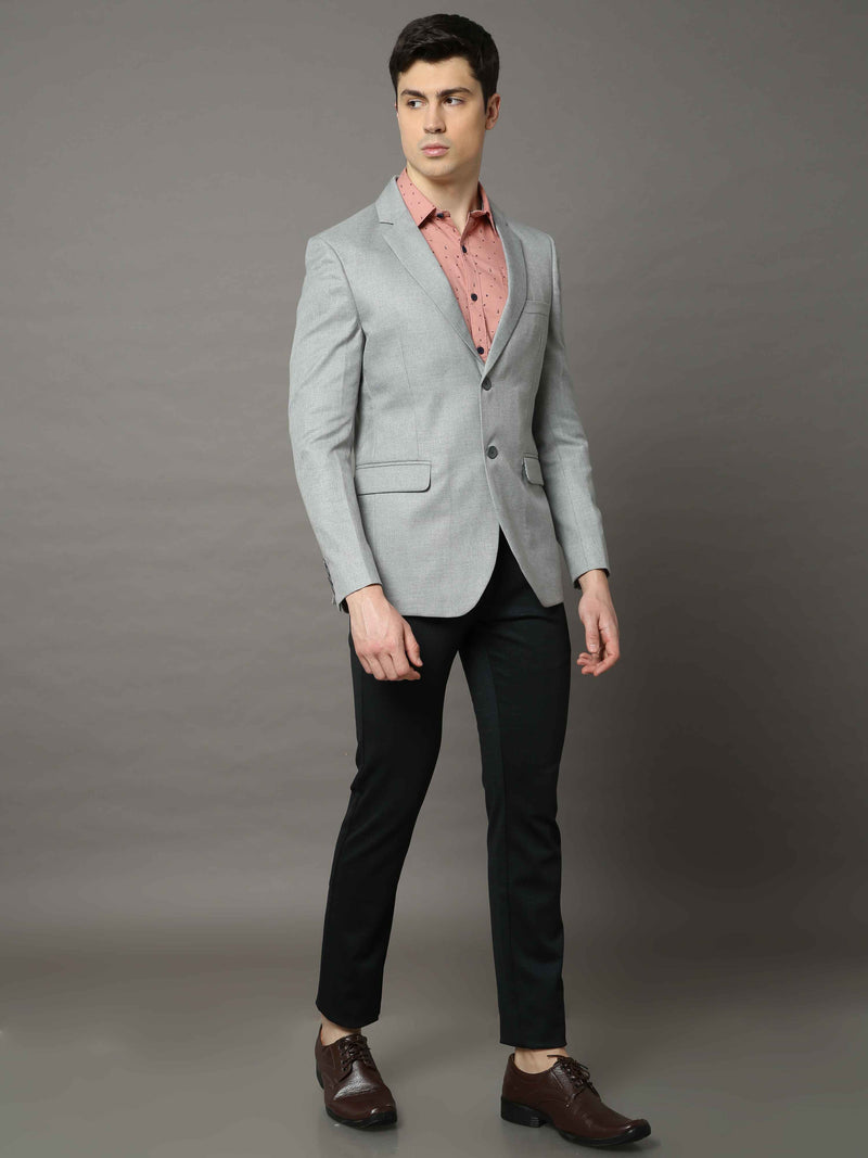 Shop Men's Grey Slim Fit Plain Formal Blazer Online.