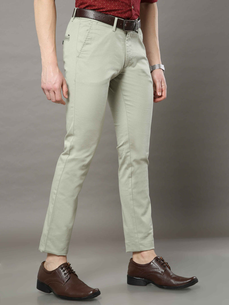 Shop Men's Pista Narrow Fit Cotton Lycra Casual Trouser Online.