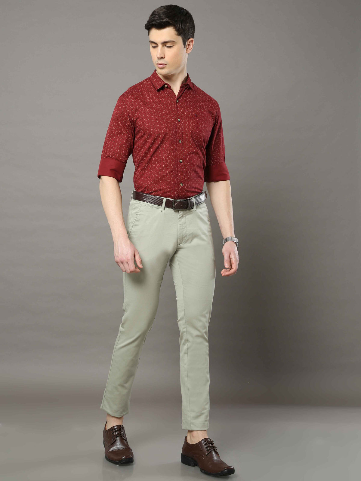 Shop Men's Pista Narrow Fit Cotton Lycra Casual Trouser Online.