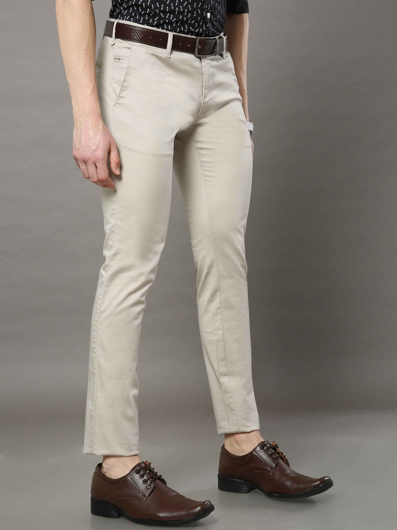 Shop Men's Grey Narrow Fit Solid Casual Trouser Online.