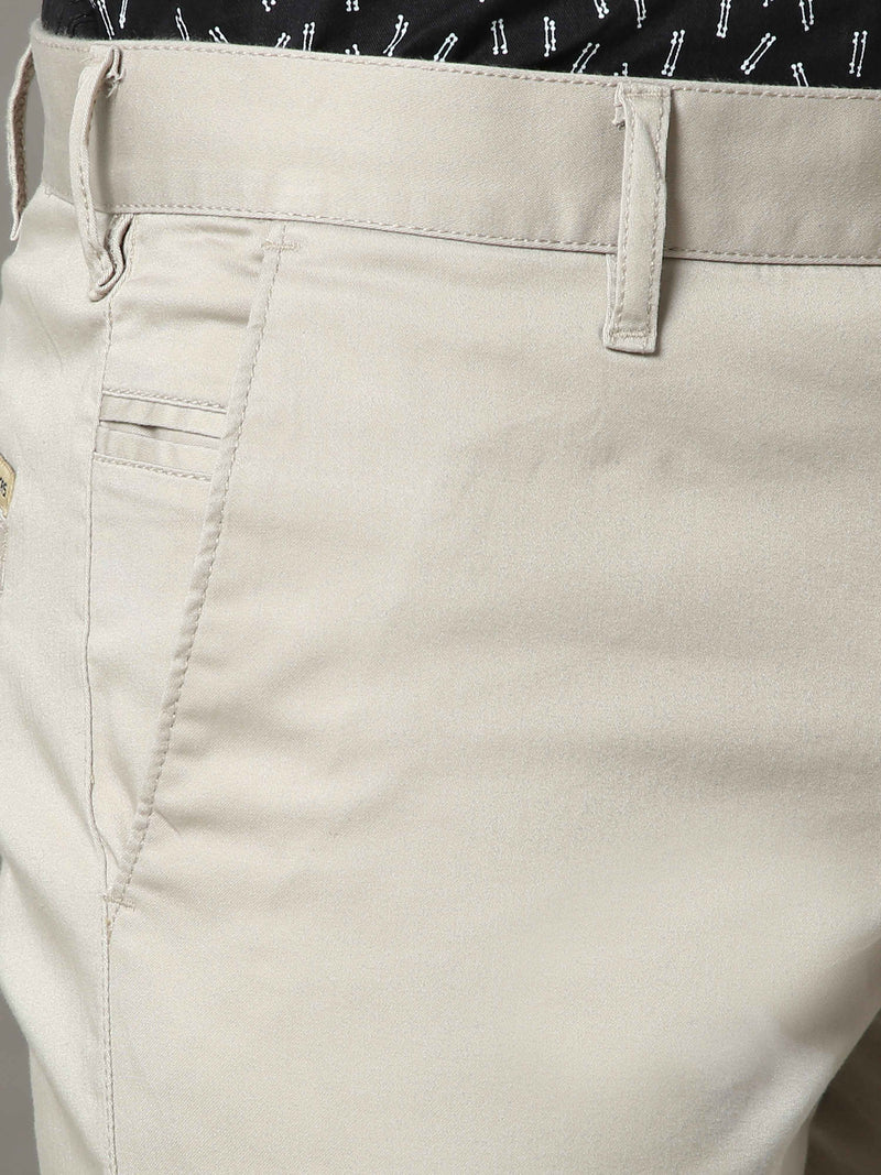 Shop Men's Grey Narrow Fit Solid Casual Trouser Online.