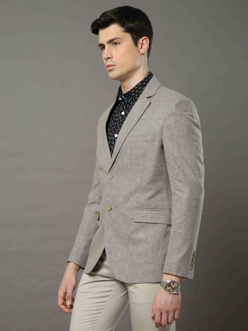 Shop Men's Khaki Slim Fit Printed Formal Blazer Online.