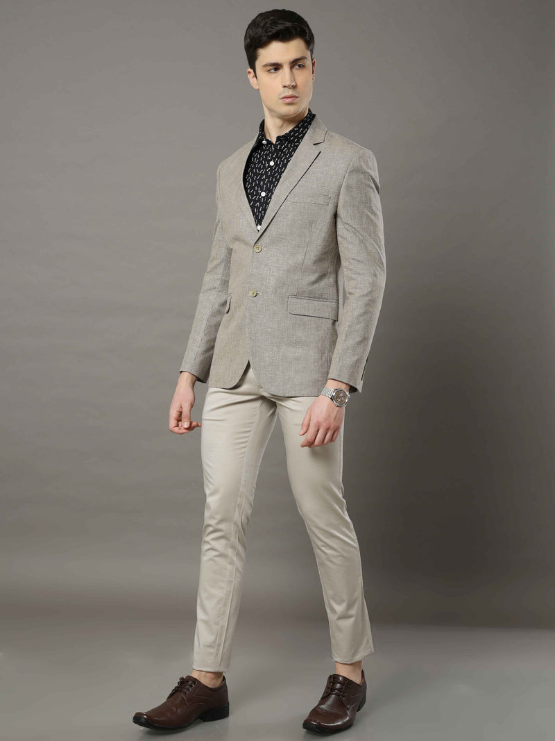 Shop Men's Khaki Slim Fit Printed Formal Blazer Online.