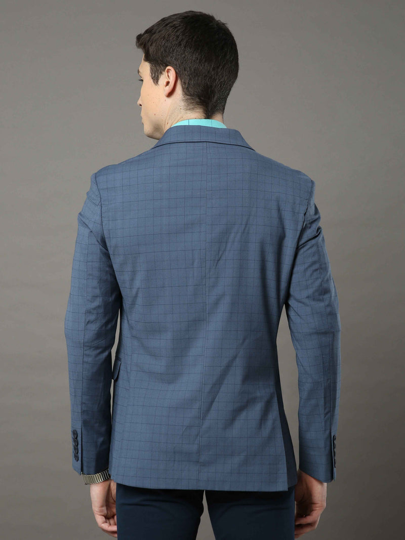 Shop Men's Grey Colors Slim Fit Checks Casual Blazer Online.