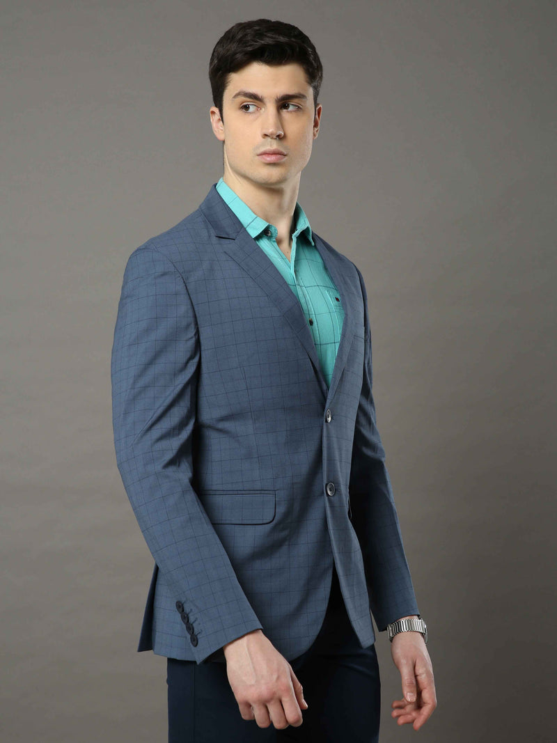 Shop Men's Grey Colors Slim Fit Checks Casual Blazer Online.