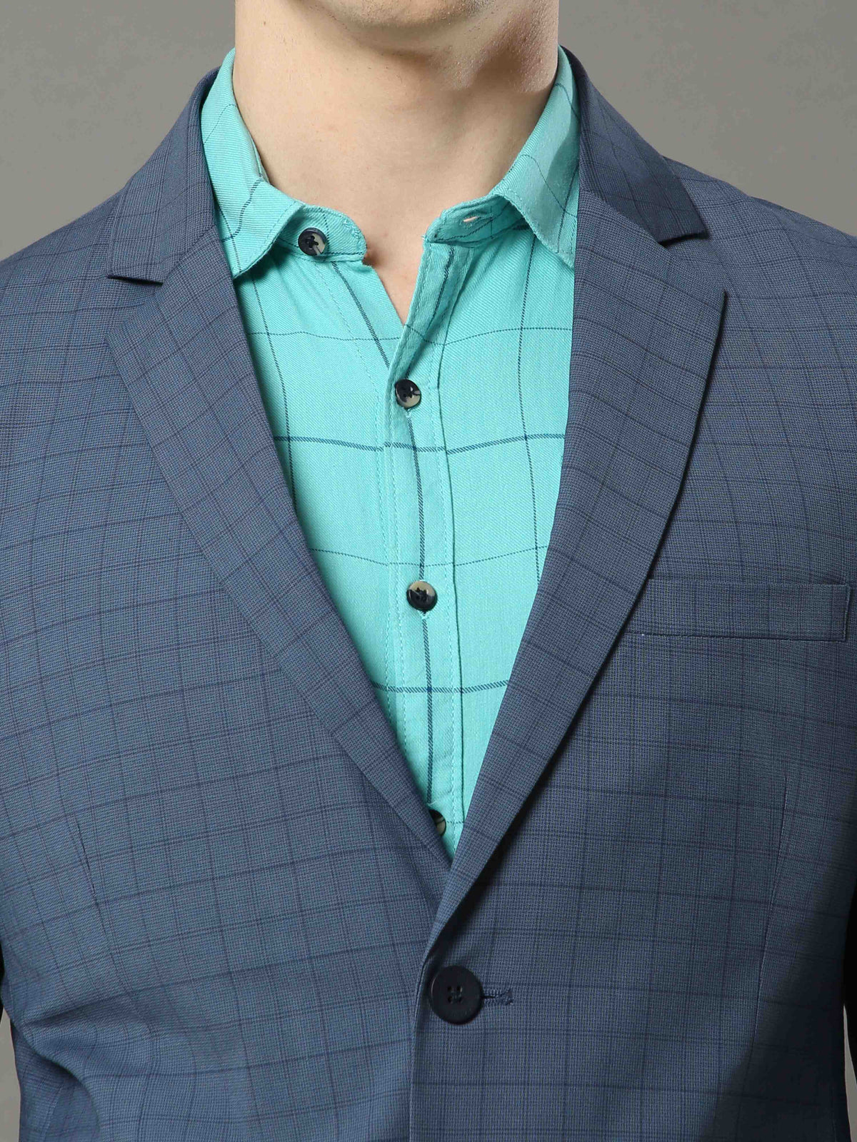 Shop Men's Grey Colors Slim Fit Checks Casual Blazer Online.