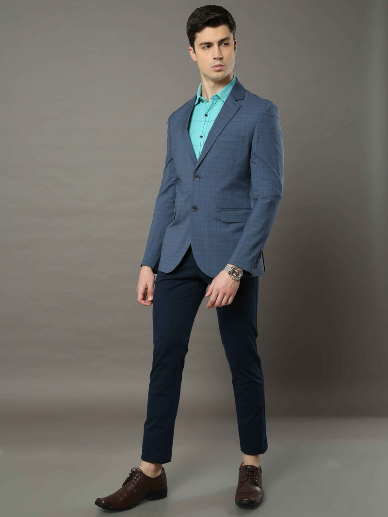 Shop Men's Grey Colors Slim Fit Checks Casual Blazer Online.