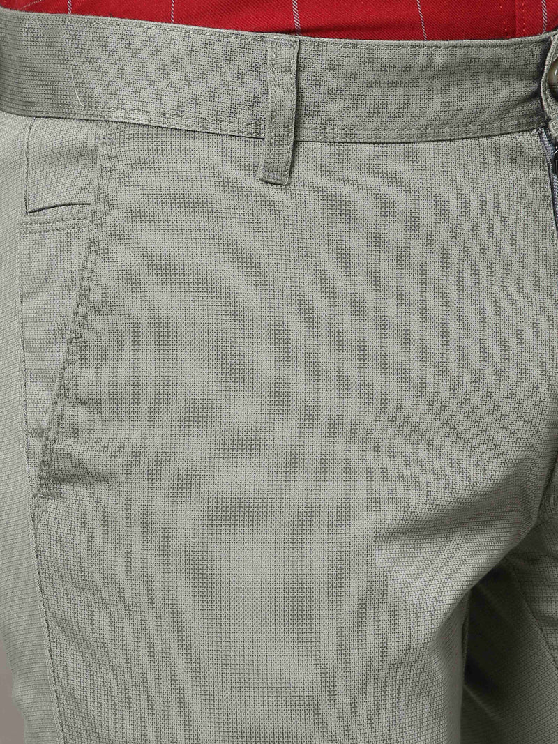 Shop Men's Grey Narrow Fit Printed Casual Trouser Online.