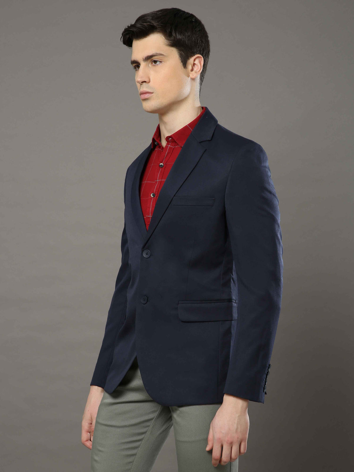 Shop Men's Navy Slim Fit Solid Formal Blazer Online.