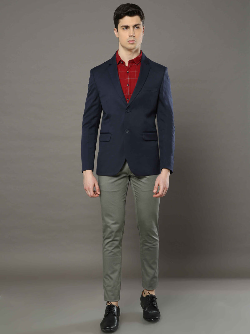 Shop Men's Navy Slim Fit Solid Formal Blazer Online.