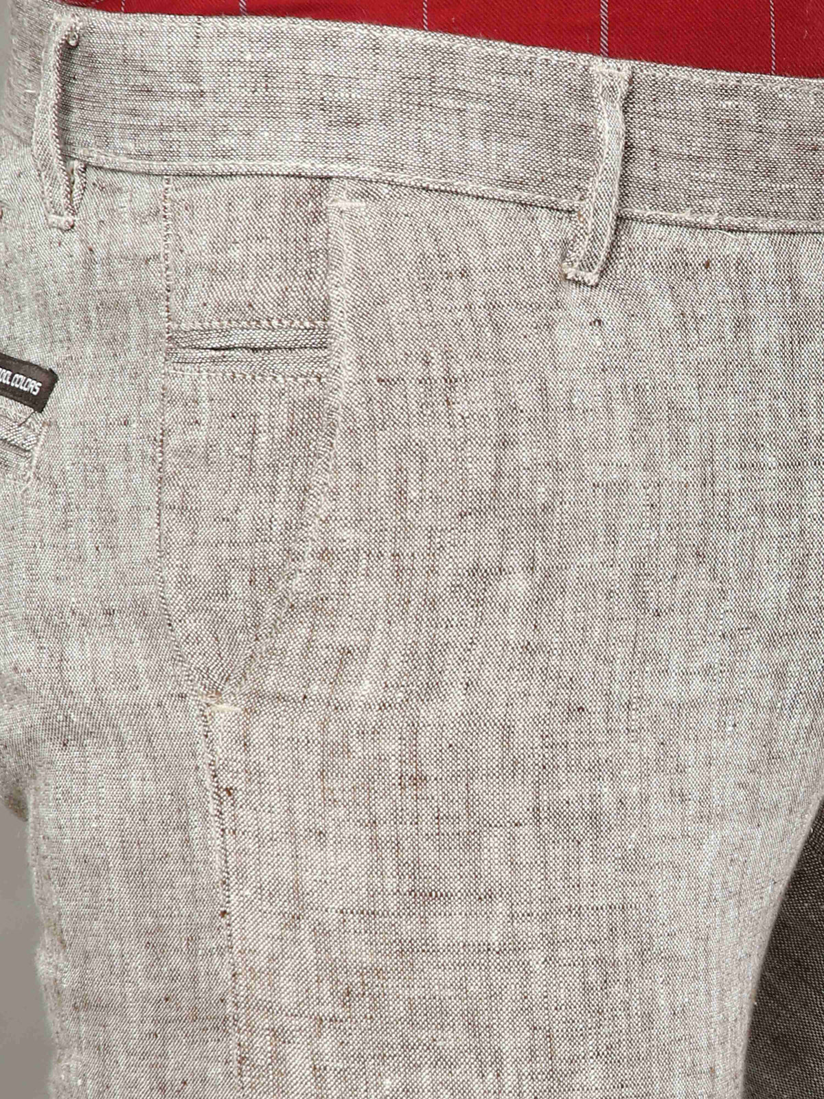 Men's Khaki Narrow Fit Linen Casual Trousers