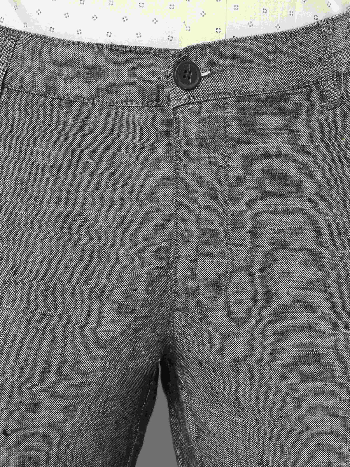 Men's Grey Narrow Fit Linen Casual Trousers