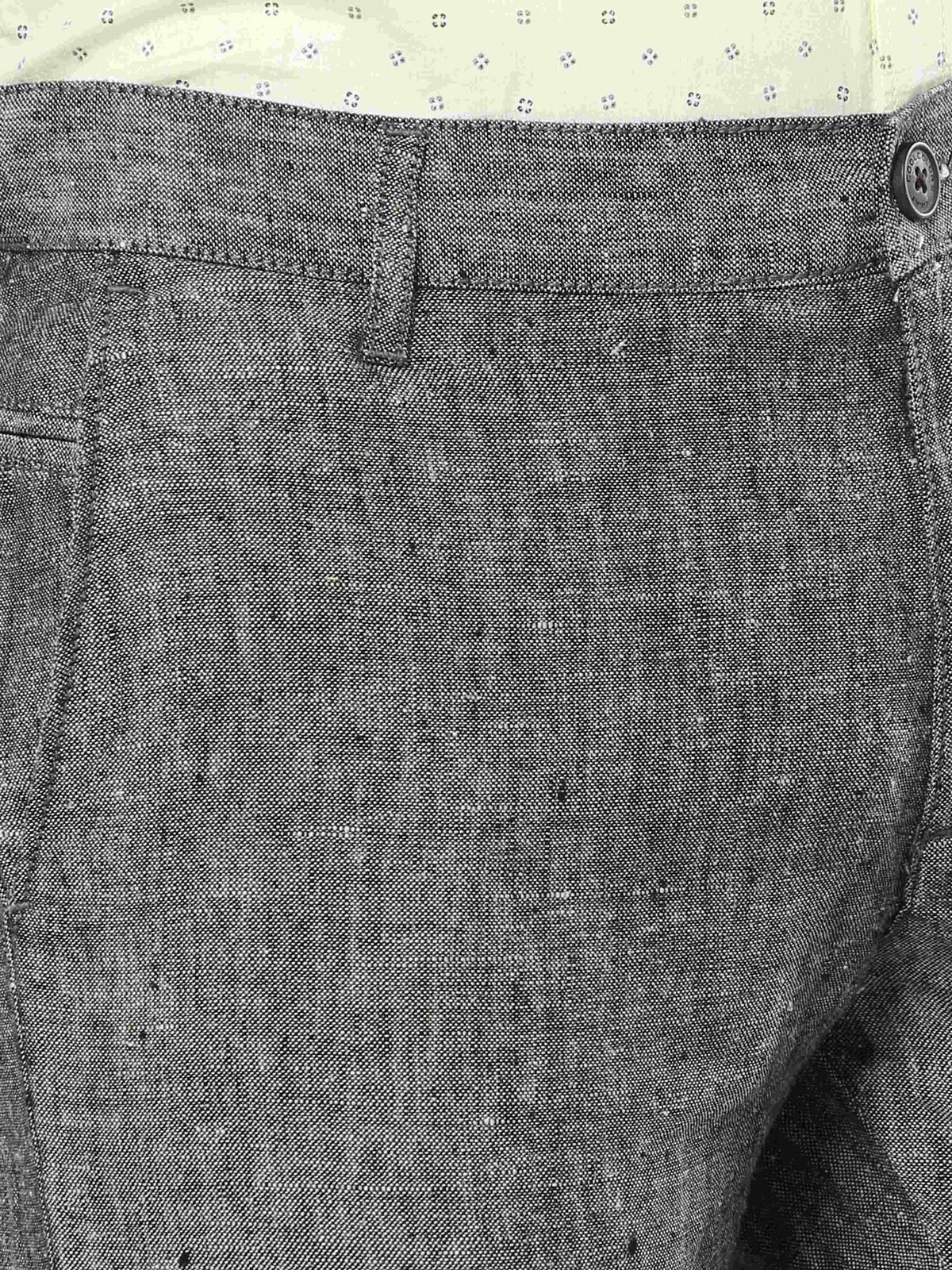 Men's Grey Narrow Fit Linen Casual Trousers