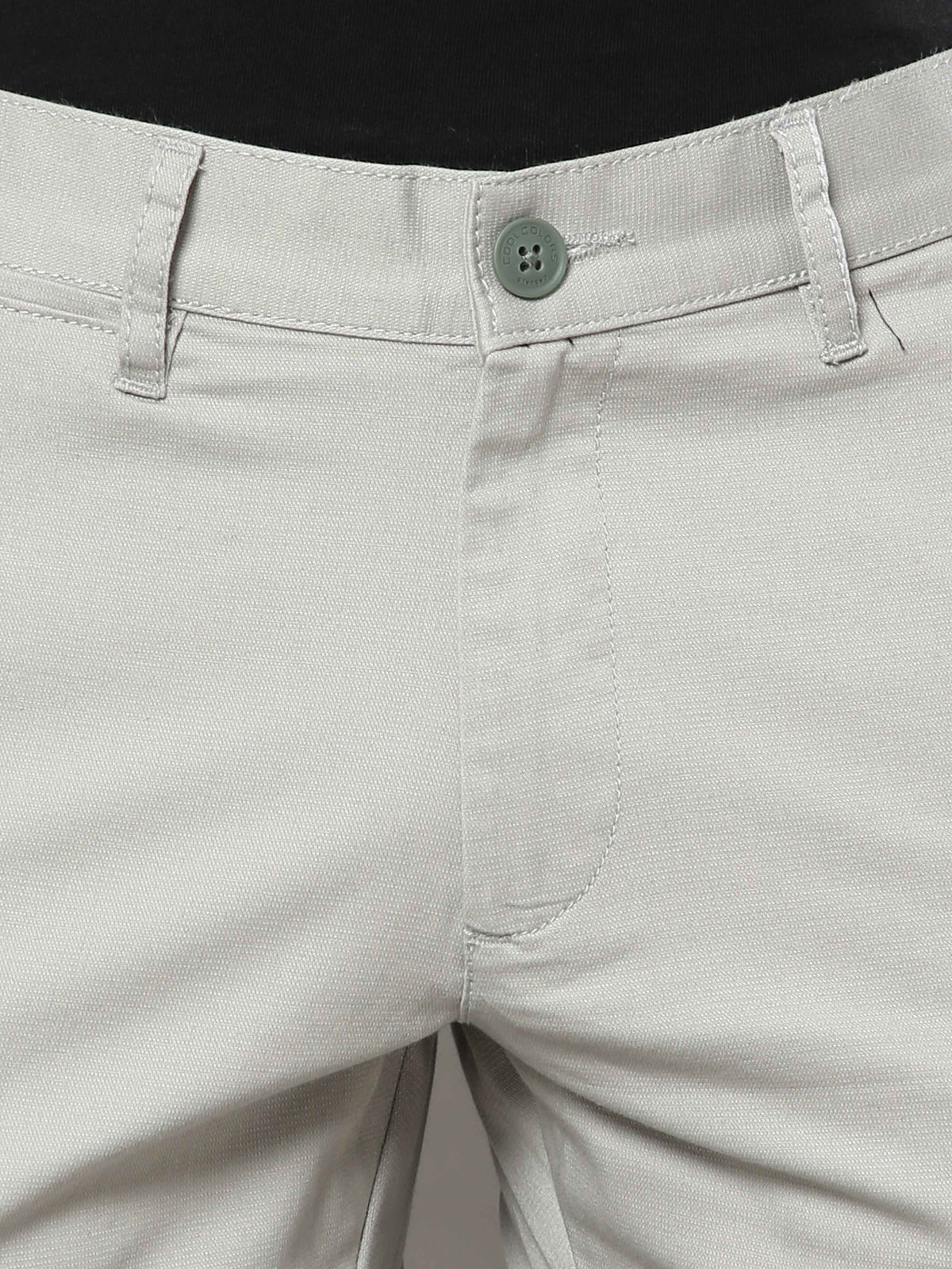 Shop Men's Light Grey Narrow Fit Cotton Lycra Casual Trouser Online.