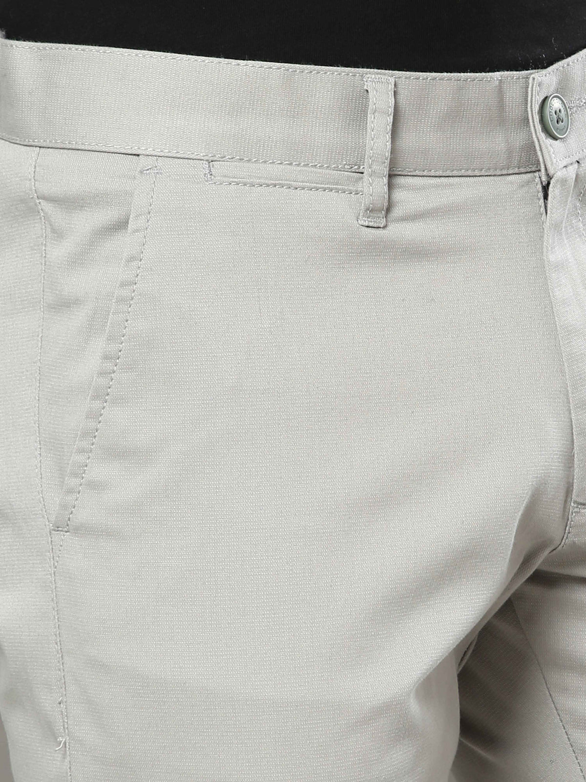 Shop Men's Light Grey Narrow Fit Cotton Lycra Casual Trouser Online.