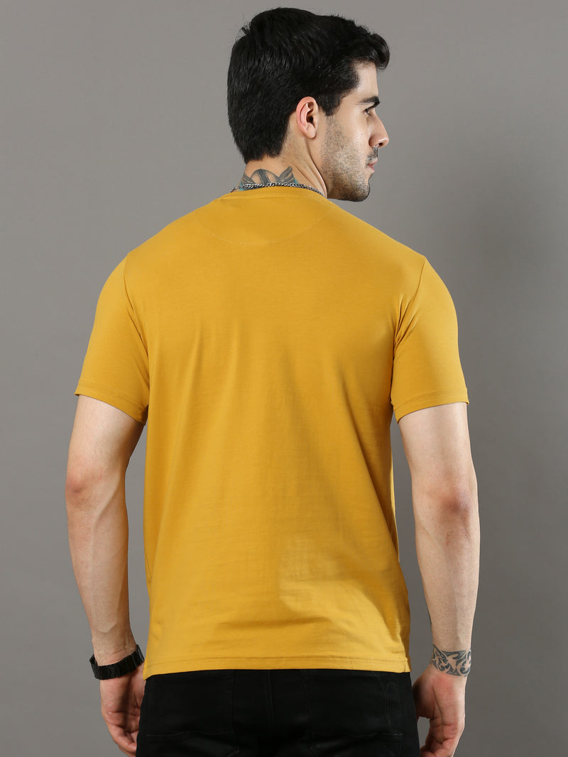 Shop Men's Orange Regular Fit Printed Crew Neck Casual T-Shirt Online.