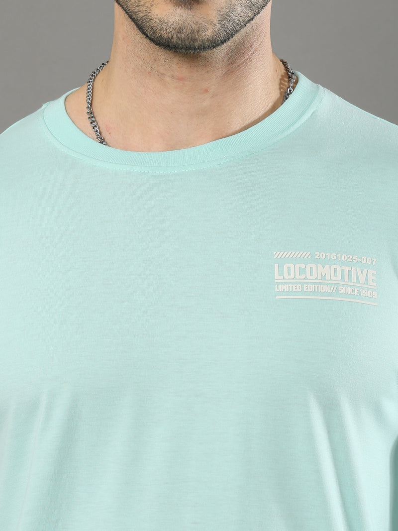 Shop Men's Sky Blue Solid Regular Fit Full Sleeves Crew Neck T-Shirt Online.