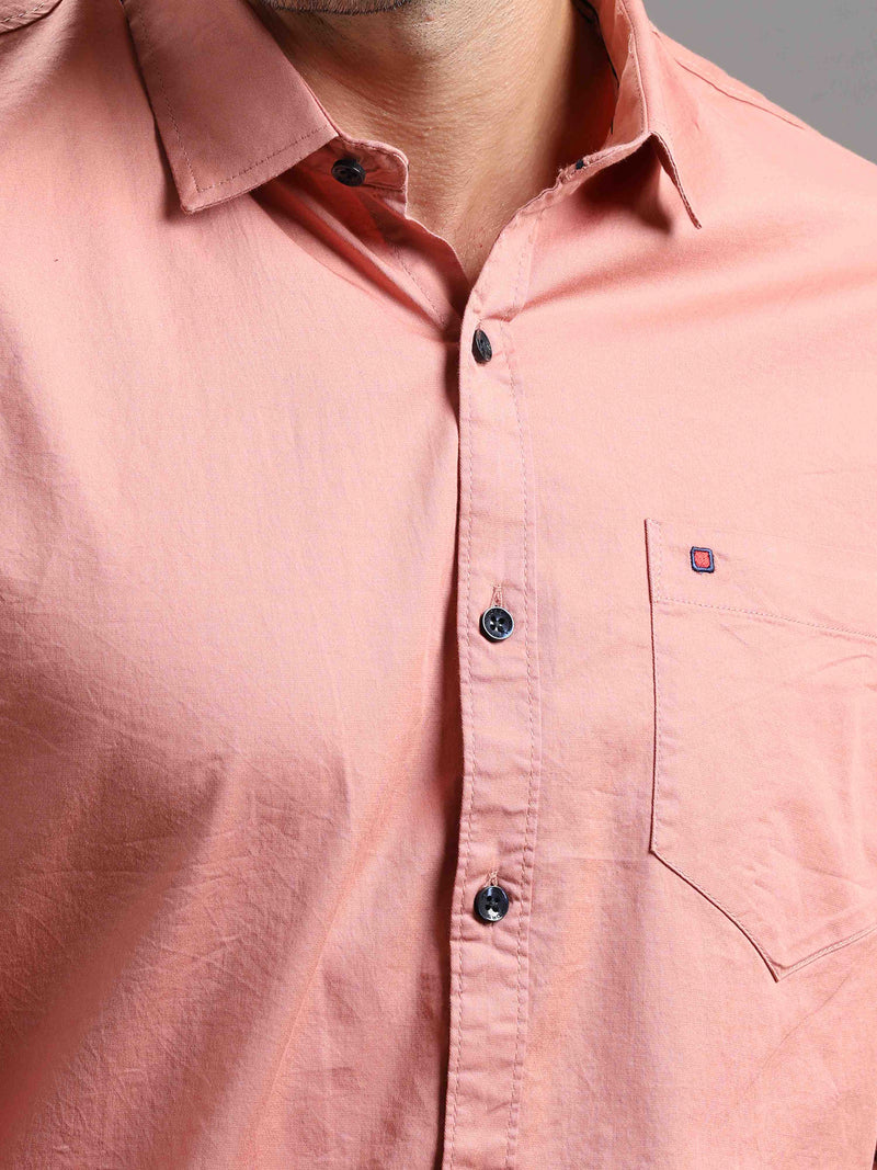 Shop Men's Orange Slim Fit Solid Full Sleeves Casual Shirts Online.