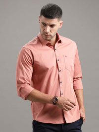 Men's Orange Slim Fit Solid Full Sleeves Casual Shirts