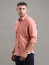 Men's Orange Slim Fit Solid Full Sleeves Casual Shirts