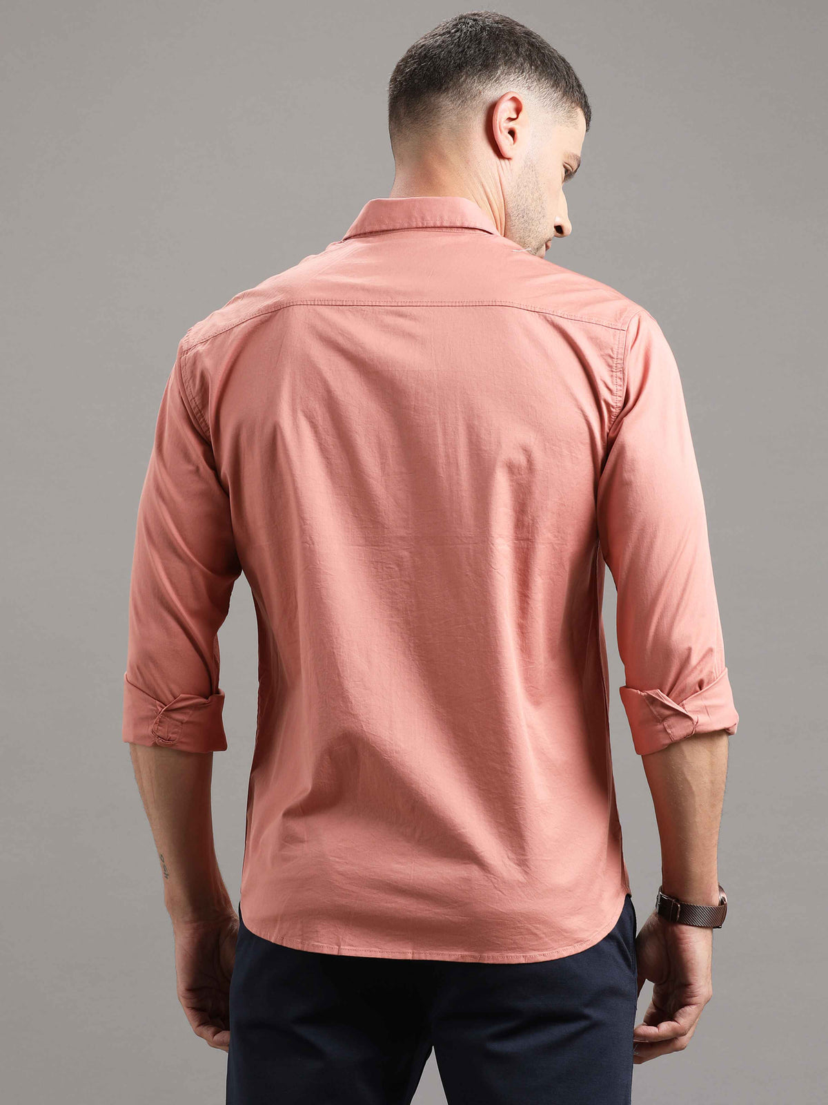 Shop Men's Orange Slim Fit Solid Full Sleeves Casual Shirts Online.