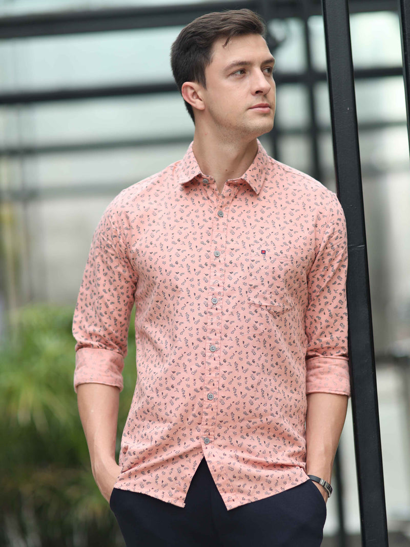 Shop Men's Pink Slim Fit Printed Full Sleeves Casual Shirts Online.