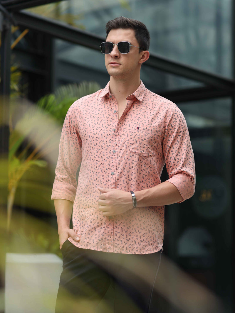 Shop Men's Pink Slim Fit Printed Full Sleeves Casual Shirts Online.